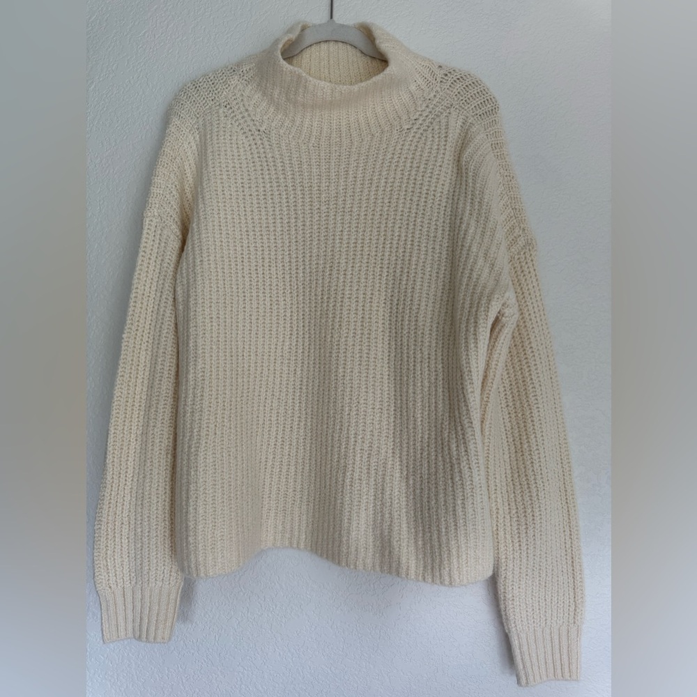 Anthropologie Cream Turtleneck Sweater